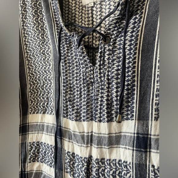 Rails Lily Sapphire Jacquard Lace up Long Sleeve Blue and White Top Size Large - Picture 3 of 6